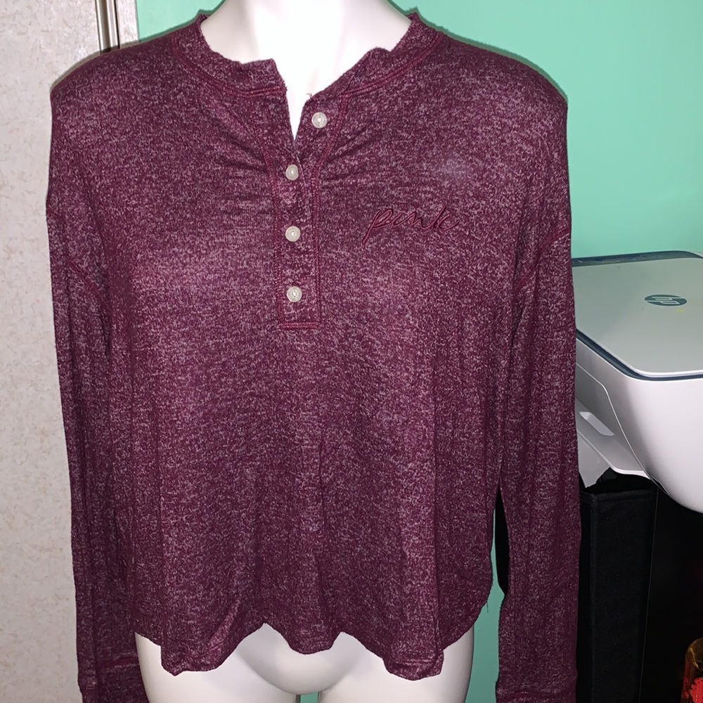 super soft maroon PINK vs long sleeve crop tee